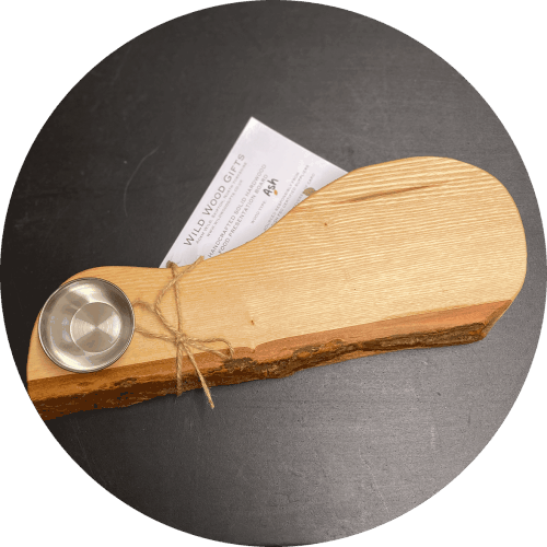 Food Presentation Board with Dip Bowl Ash